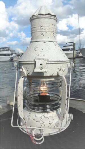 Channel Marker Lantern - Distressed White