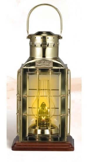 Solid Brass Chief Lantern – 15” - On Wood Base