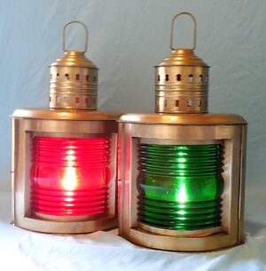 Large Port & Starboard Lamps - Antique Brass