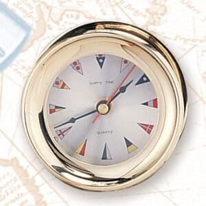 Captain's Brass Flag Clock - 4.5"