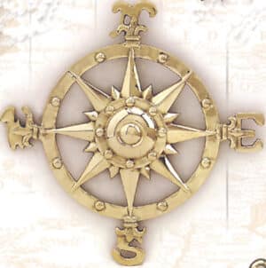Compass Rose - Solid Brass - 8"
