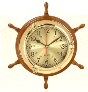 Ship’s Wheel Porthole Clock – 13”