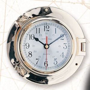 Solid Brass Porthole Clock - 5-1/2"