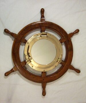 Ship's Wheel Porthole Mirror - 24"