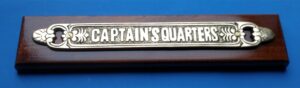 Mahogany Mounted Brass Captain's Quarters Sign