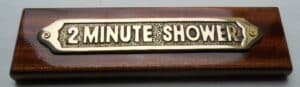 Mahogany Mounted Brass 2 Minute Shower Sign