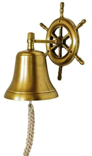 Ship's Wheel Bell - Antique Brass - 7"