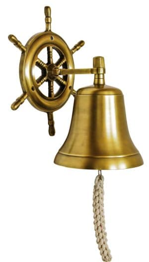 Antique Brass Ship's Wheel Bell - 5"