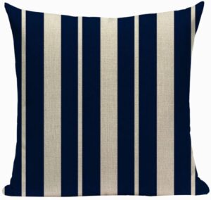 Vintage Nautical Throw Pillow - Navy Blue Stripes
