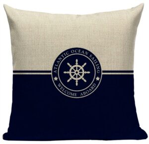 Vintage Nautical Throw Pillow - Atlantic Sailing Wheel