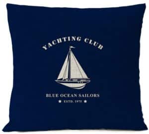 Vintage Nautical Throw Pillow - Yacht Club Sailing