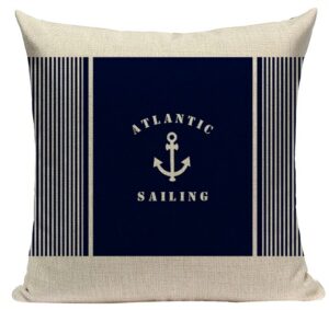 Vintage Nautical Throw Pillow - Atlantic Sailing Anchor