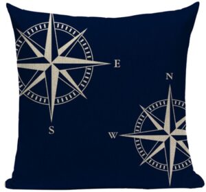 Vintage Nautical Throw Pillow - Dual Compass Rose