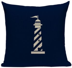 Vintage Style Nautical Throw Pillow - Navy Lighthouse