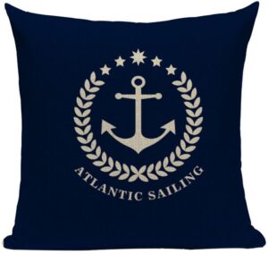 Vintage Nautical Throw Pillow - Atlantic Sailing Anchor