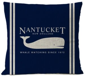 Vintage Nautical Throw Pillow - Nantucket Whale Watching
