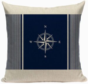 Vintage Nautical Throw Pillow - Compass Rose