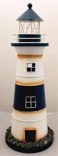Lighthouse Lamp - Blue & White Stripe - 20"
