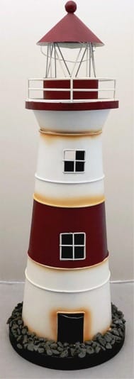 Lighthouse Lamp - Red & White Stripe - 20"