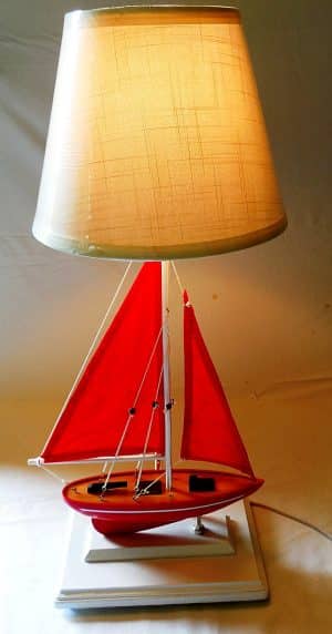 Red and White Sailboat Lamp