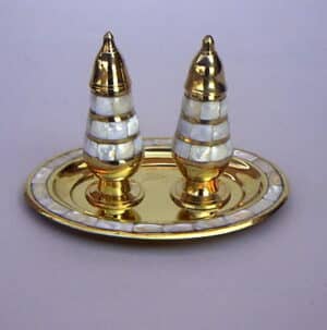 Brass Mother-of-Pearl Salt & Pepper Set